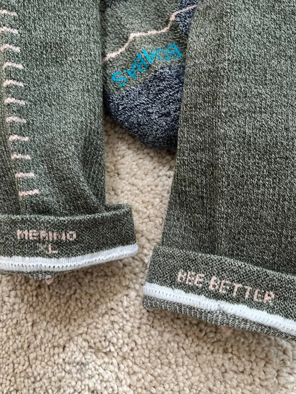 2-Pack New BOMBAS merino wool blend Midweight Crew Calf Socks XL Unisex Green